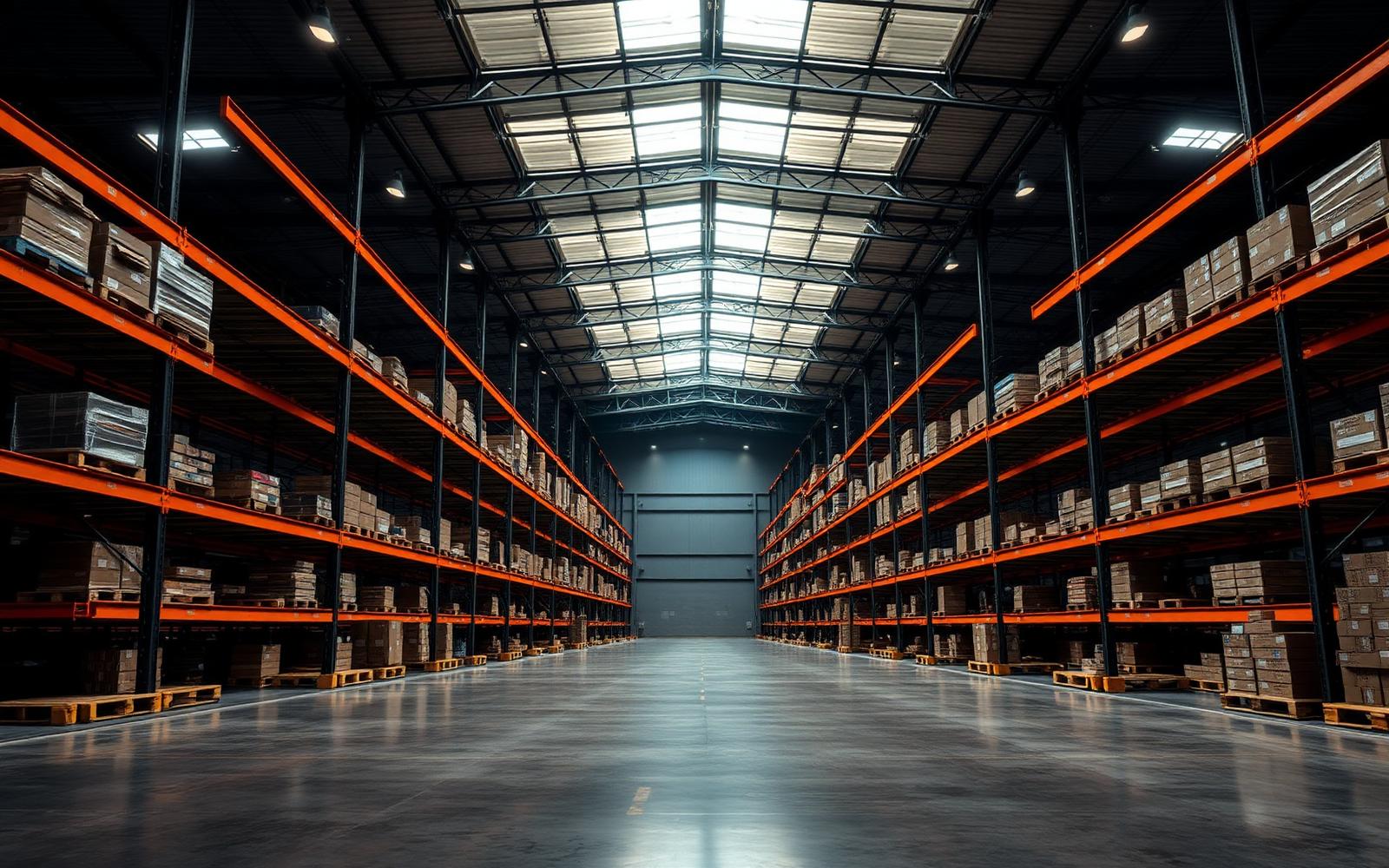 GLT 3PL warehouse interior with orange pallet racking in Springville, Utah